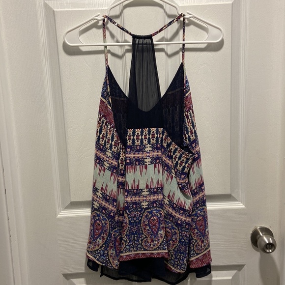 Lucky Brand Patterned Racerback Tank Size Large - Picture 2 of 4